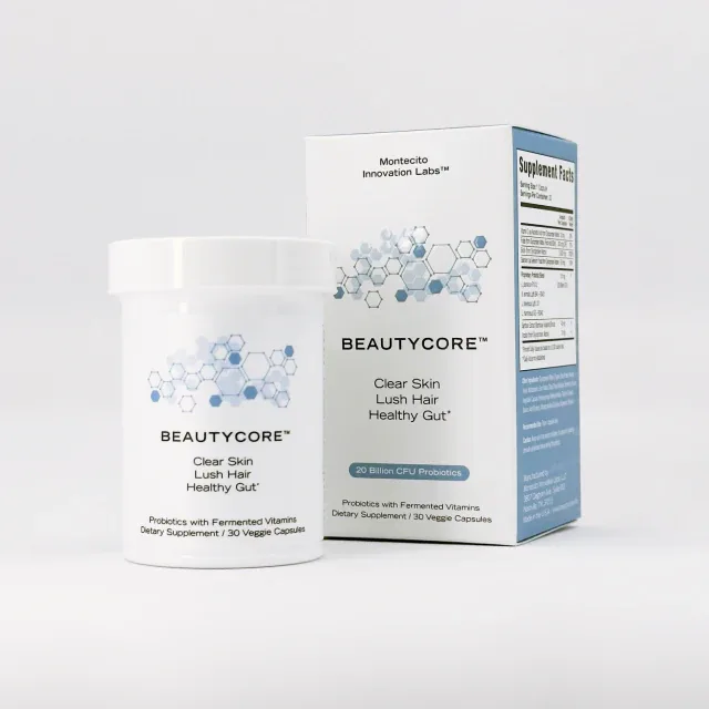 Two bottles of BeautyCore supplements
